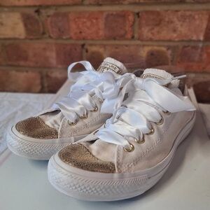 Converse White Sneakers with Gold Details